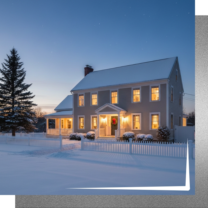 Massachusetts home during winter