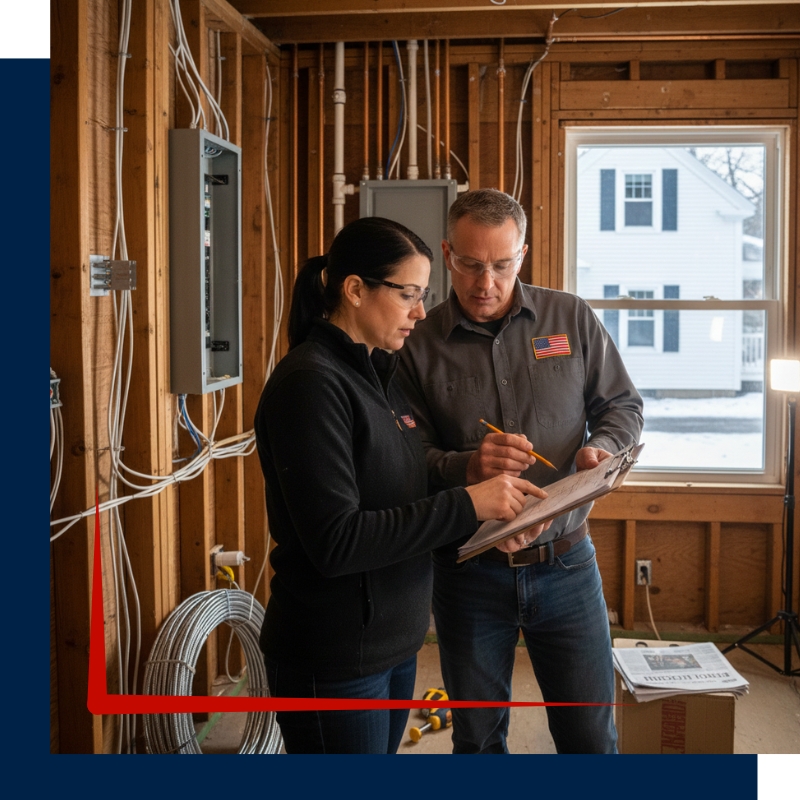 HVAC contractors going over plans