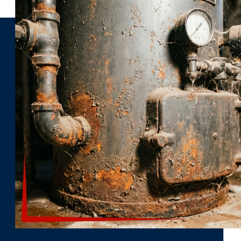 an old boiler with signs of corrosion
